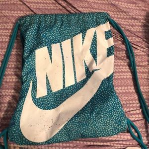 Blue and White Nike Drawstring bag